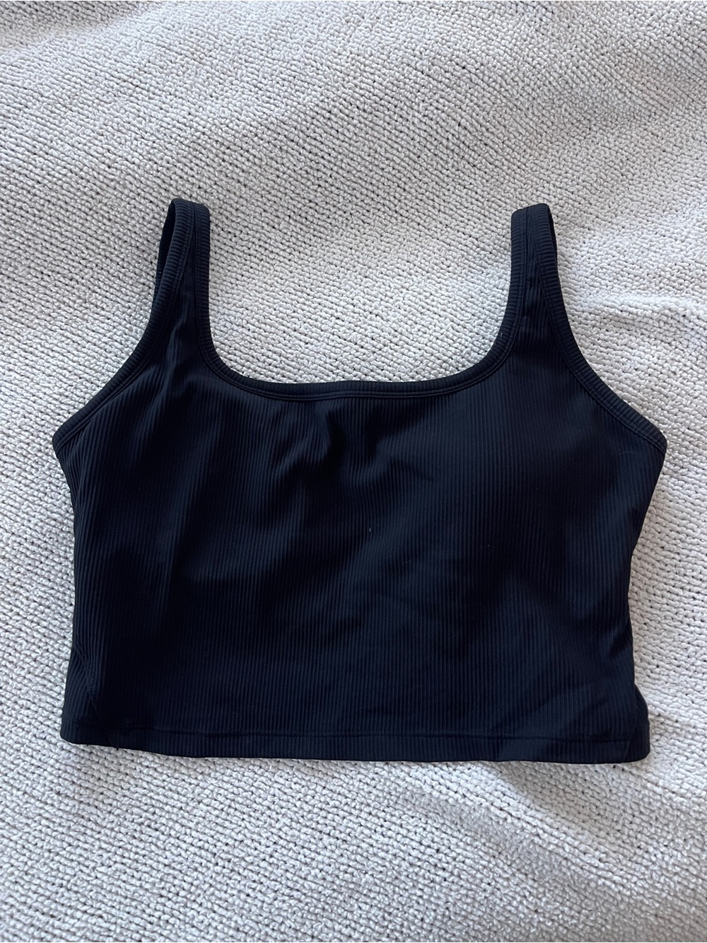 Black Ribbed Padded Sports Bra Crop Top M/L